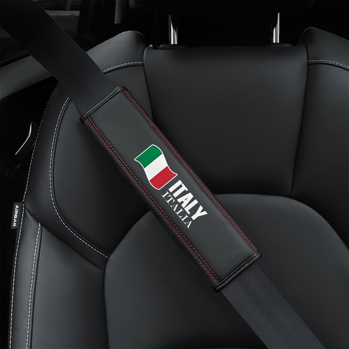 E-shop 1 Stück Italienische Flagge Autositzgurt-Schulterpolster, Weiche hautfreundliche PU-Leder Gurtbezüge, Dekorative Sicherheitsausrüstung fürs