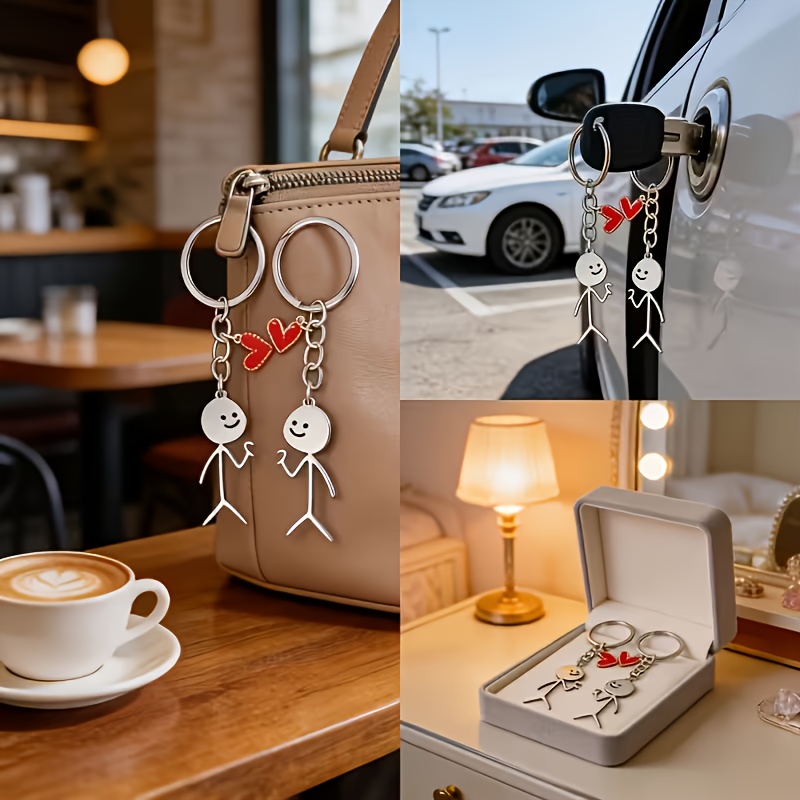 Matchstick Man Love Couple Theme Keychain, Perfect Gift