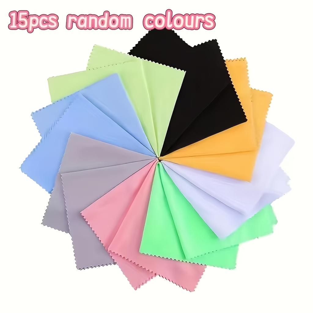 15pcs Random Color Reusable Microfiber Cleaning Cloths, Soft Thick Unscented Lens Wipes, Scratch-free, Ideal For Glasses, Camera Lenses & Phone Screens