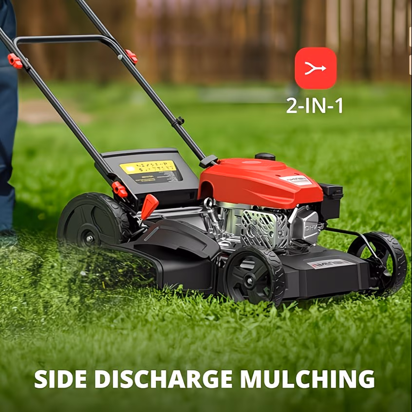 21 lawn mower 144cc 2 in 1 3 in 1 mulching 170cc 3 in 1 self propelled with 6 height adjustment high rear wheels gardening supplies and equipment foldable handles for lawn yard and garden maintenance Product details 3