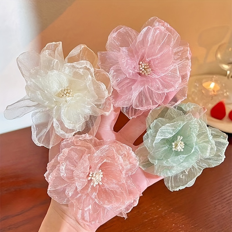 

4pcs Flower Decorative Hairpins For Wear