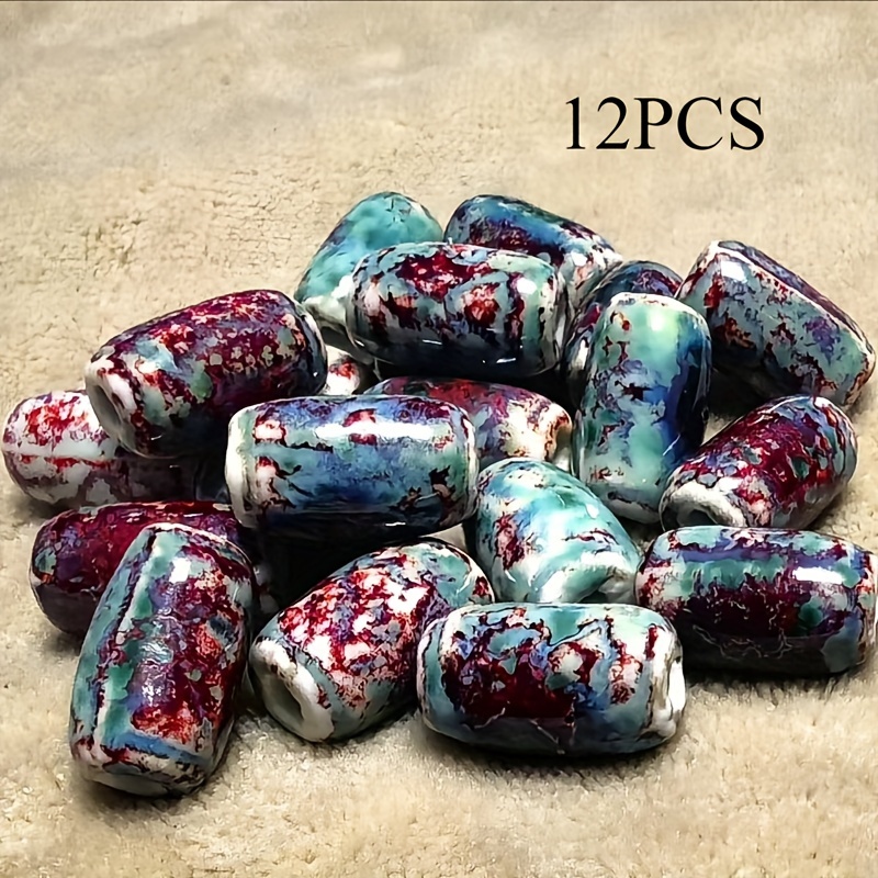 A Set Of 12 High-temperature Ceramic Loose Beads, Suitable For Making Bracelets, Necklaces, And Other Decorative Crafts