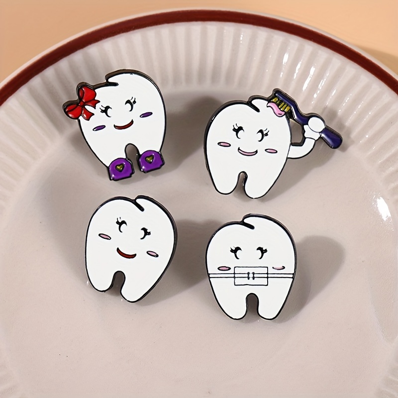 Love Your Teeth Brooches for Men Women Kids Tooth Dentist Creative Pattern  Cartoon Lapel Pin Alloy Badges Brooch Gift