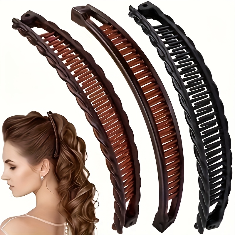 1pc 3pcs womens large banana hair clips retro non slip double tooth clips wave hairpins for thick long curly hair secure hold coffee black christmas gift vintage style durable holiday accessories Product details 1