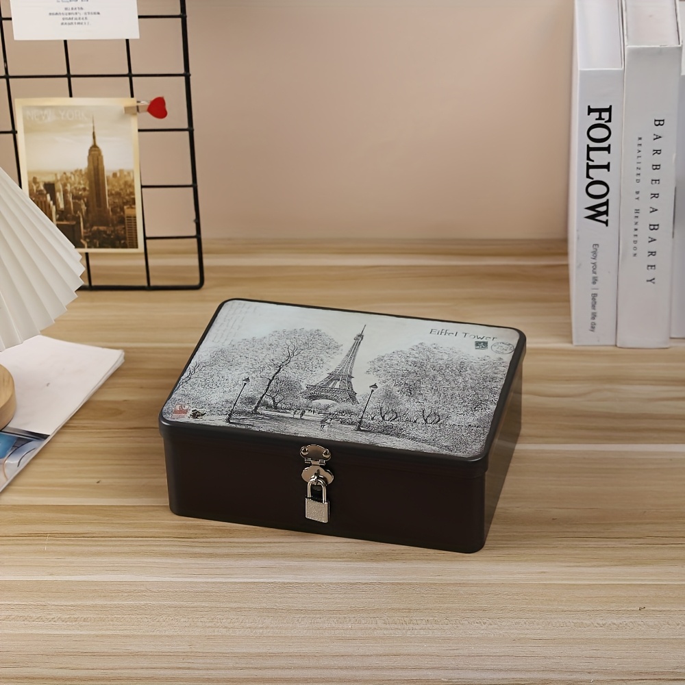 vintage tinplate key lock desktop storage box Temu United Arab