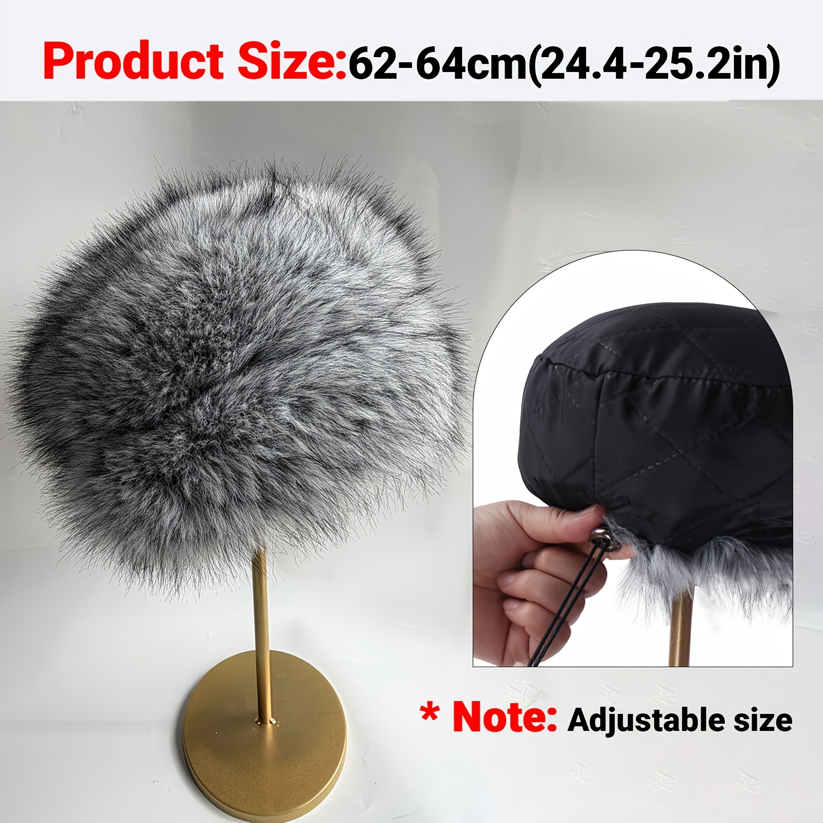 Image of Women's Hat, Women's Plush Hat, Winter Warm Hat, Suitable For Head Size 62-64cm, Luxurious And Fashionable, Thickened And Warm, Dark Brown Warm Hat, Christmas Gift