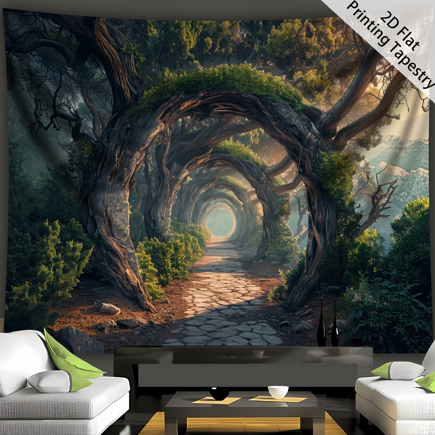 TEMU 2d Flat - [2d Flat Printing] 1pc - Ultra Large Size - Quiet Hollow Door - Hd Digital Printing Huge Tapestry - Polyester - Home Decoration - With