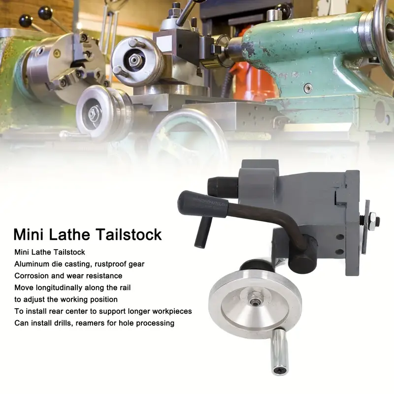 aluminum mini lathe tailstock replacement for 0618 cj18a 7x12 7x14 lathes durable woodworking tailstock with adjustable handwheel compact metalworking tool accessory details 0