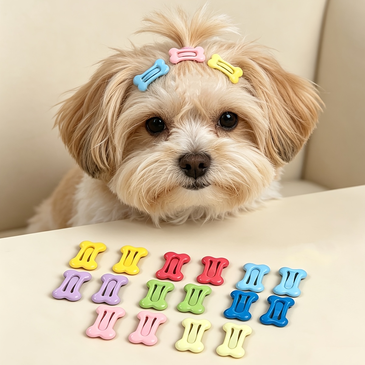 cute   hair clip colorful bone hair clip pet hair accessory pet puppy kitten hair clip puppy pet grooming jewelry fashion bone shaped small pet hair clip random color Product details 5
