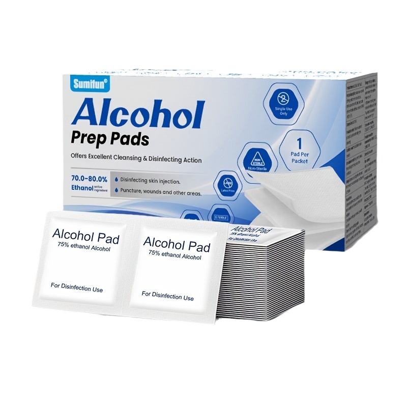 100pcs 75% Alcohol Prep Pads - Disposable, Sterile Cleaning Wipes for Mobile Phones, Glasses, Wound Treatment & Home Use, Effective Against Germs & Bacteria, Conveniently Sized for Nurses & Healthcare Professional