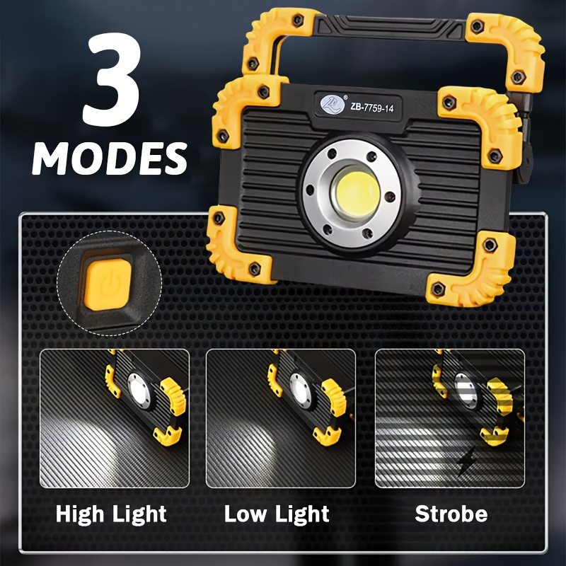 1pc Rechargeable USB Camping Lamp, Adjustable Angle Work Light, Lightweight Fishing Lantern, Bright COB Handheld Lantern, 3 Modes Nighttime Emergency Lighting Tools, LED Lamp for Hiking, Walking, Patrolling, Adventure