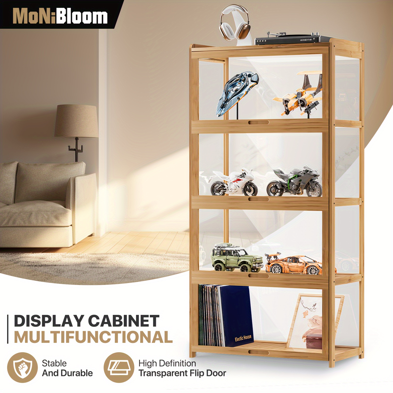 

Monibloom 55" Display , 4- Collectibles Toy Display Case For Cabinets