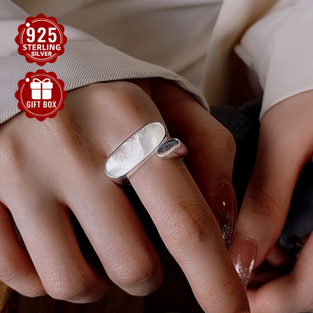 Women's Ring S925 Pure Silvery Hip hop Silvery Shell Texture Ring