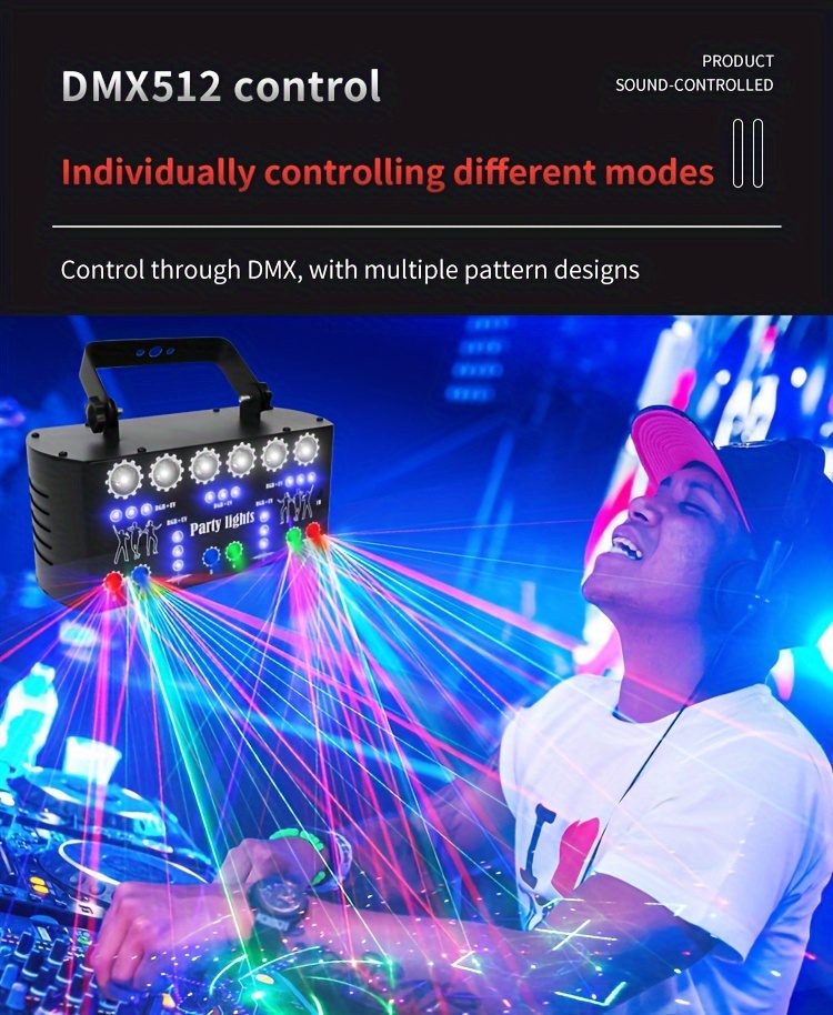 1pcnew 27 Mirror Laser Light Remote Sound Control Color Changing Flash