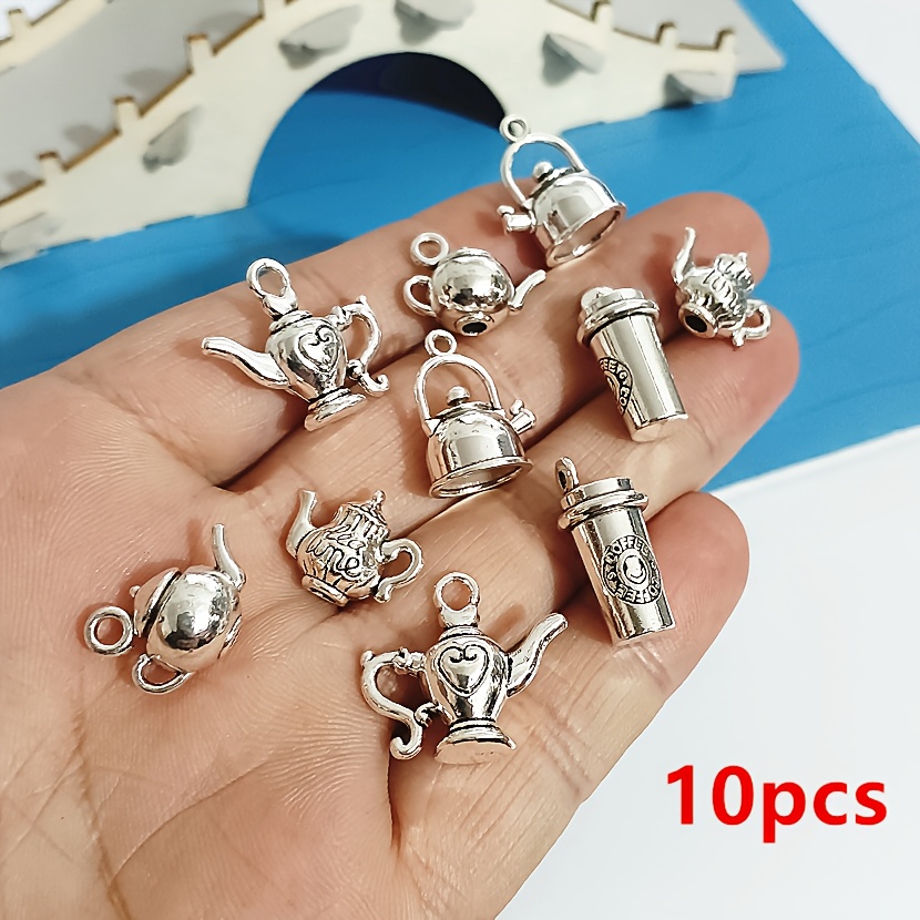 E-shop 10 Stück Teekanne Kaffeetasse Charms Anhänger für Schmuckherstellung Zusätze