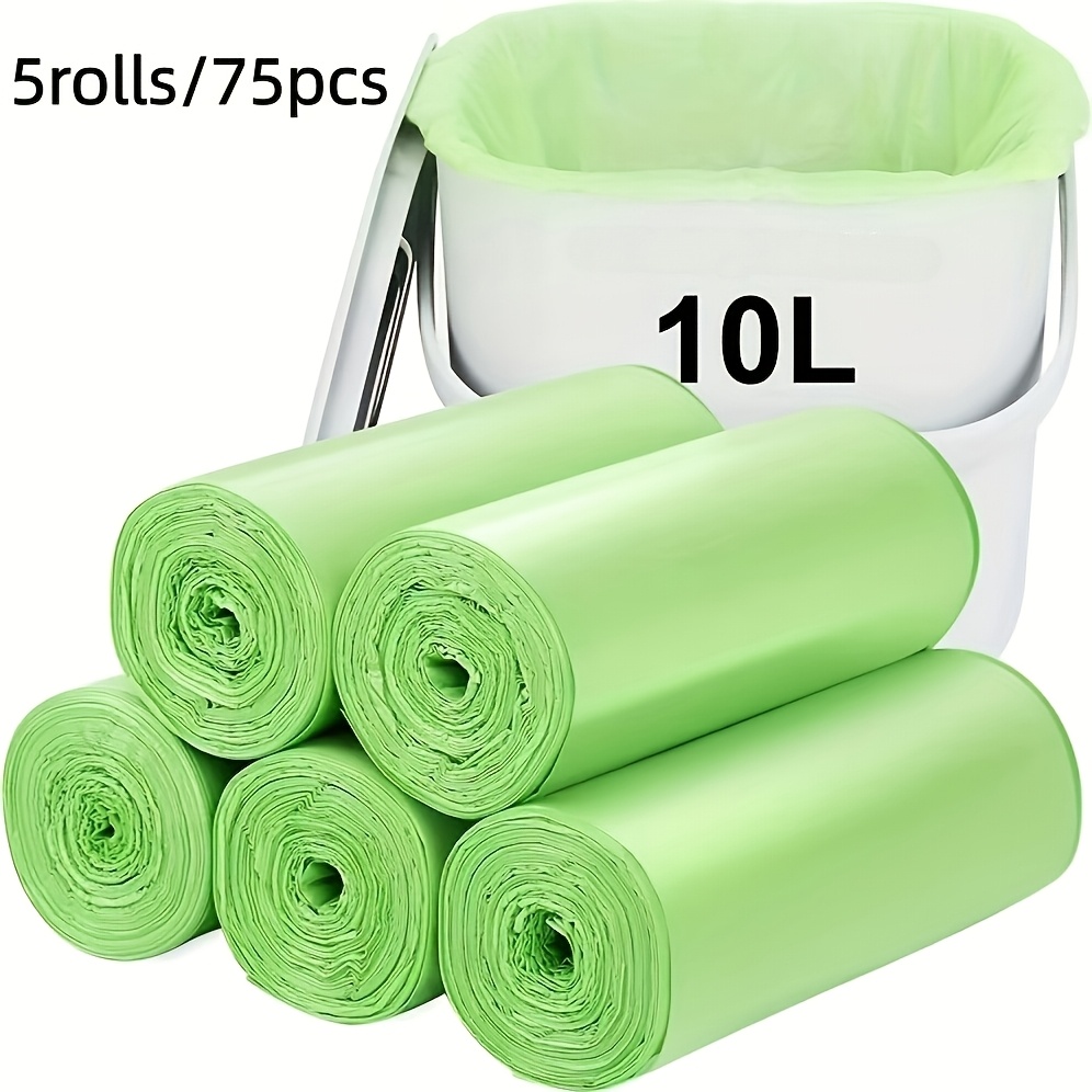 TEMU Lot de 5 rouleaux de 75 sacs poubelles, en plastique, sacs jetables multi-, adaptés , , , , l'extérieur et de bain - Sacs poubelles de cuisine,