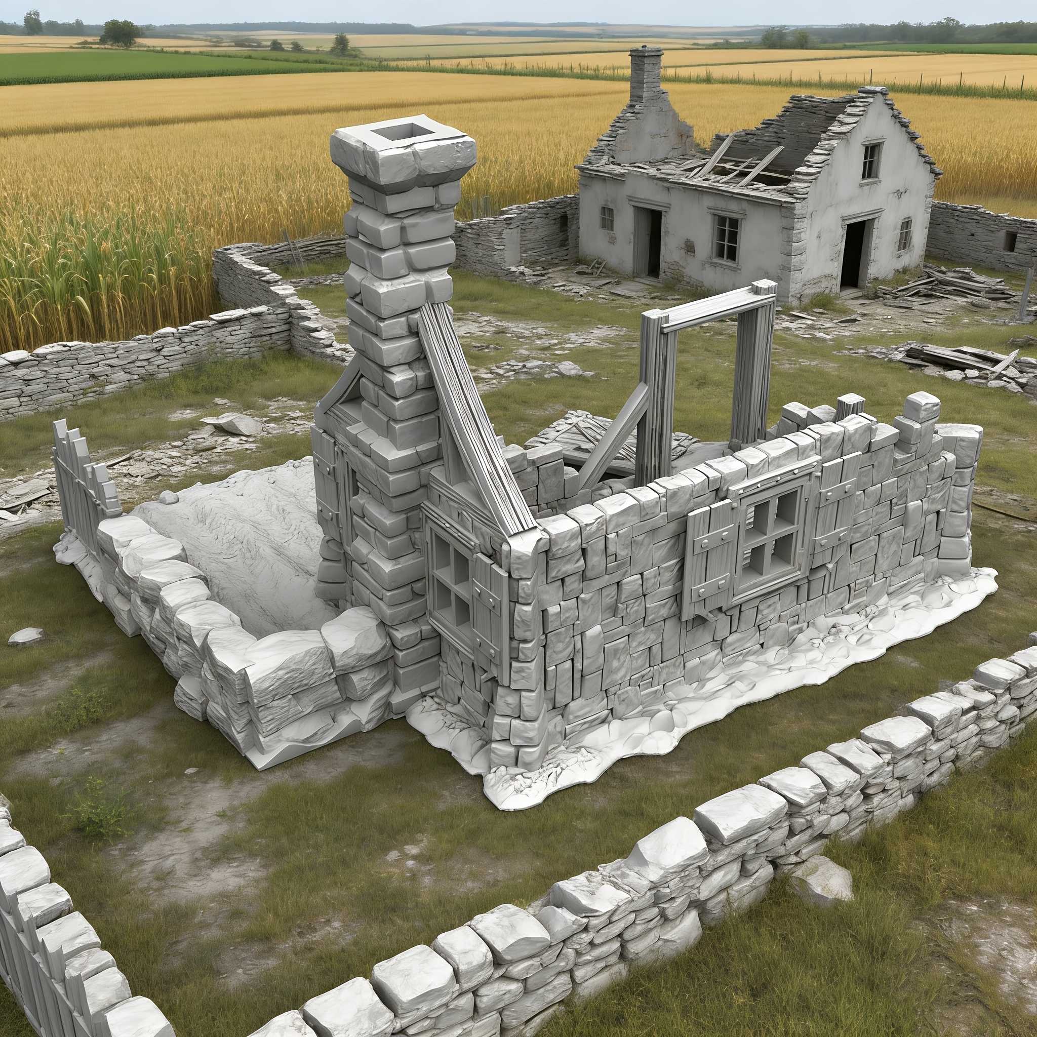 Ruined House Model for Tabletop Games