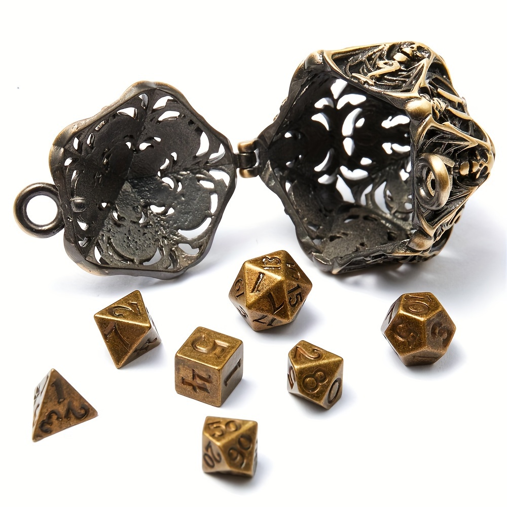 7 Piece Hollow Metal Dice Set online Skull Series