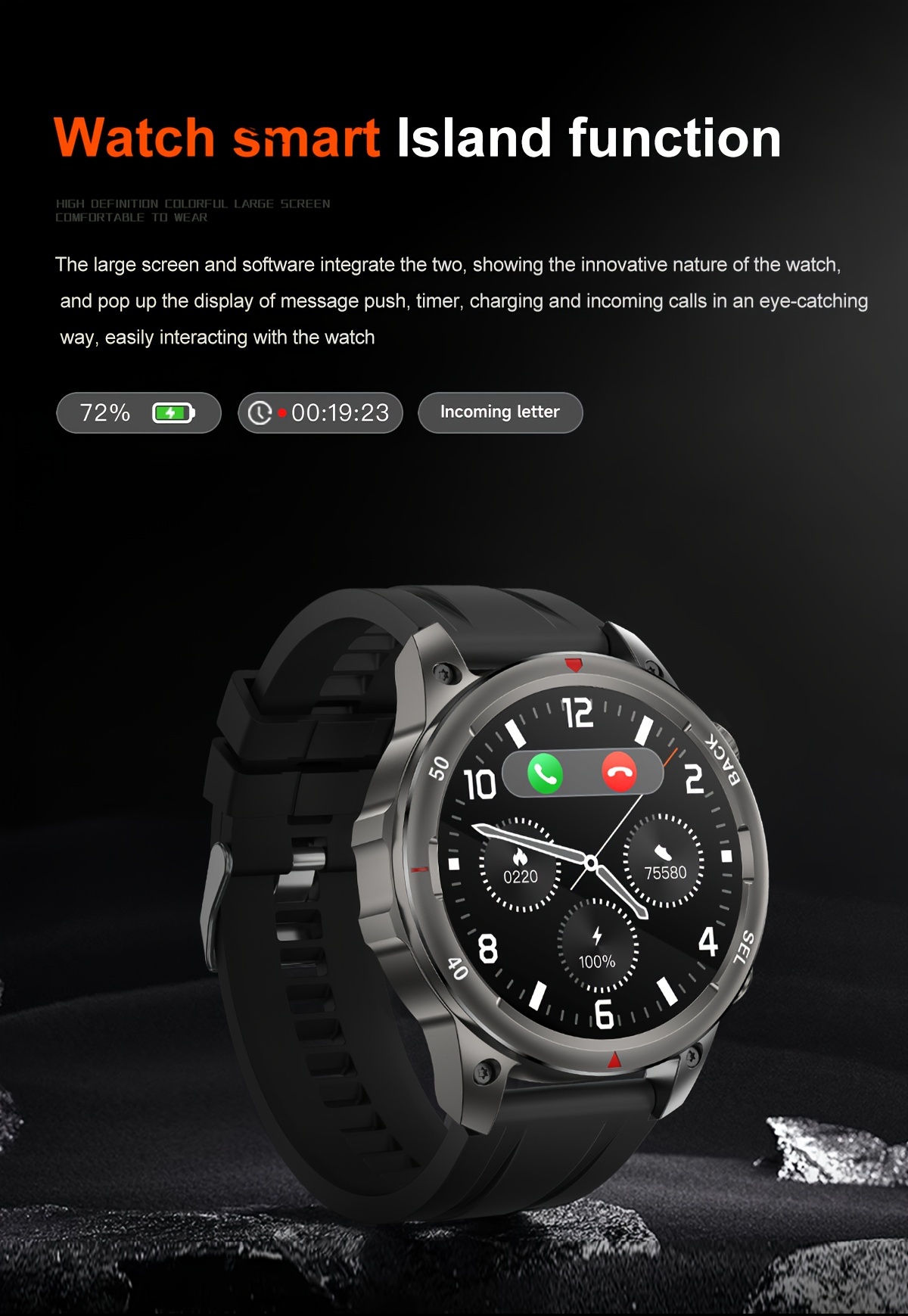 Men's Smartwatch HD LED Display, AI Voice Assistant, Wireless Calling, GPS Tracker, Compass, Fitness Tracker with Stainless Steel/Silicone Band_voghion.com