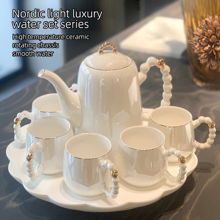 Creative Ceramic Water Set, Heat-Resistant Cold Water Kettle, Teapot, And Cups for Home Use, Stylish And Attractive for The Living Room.
