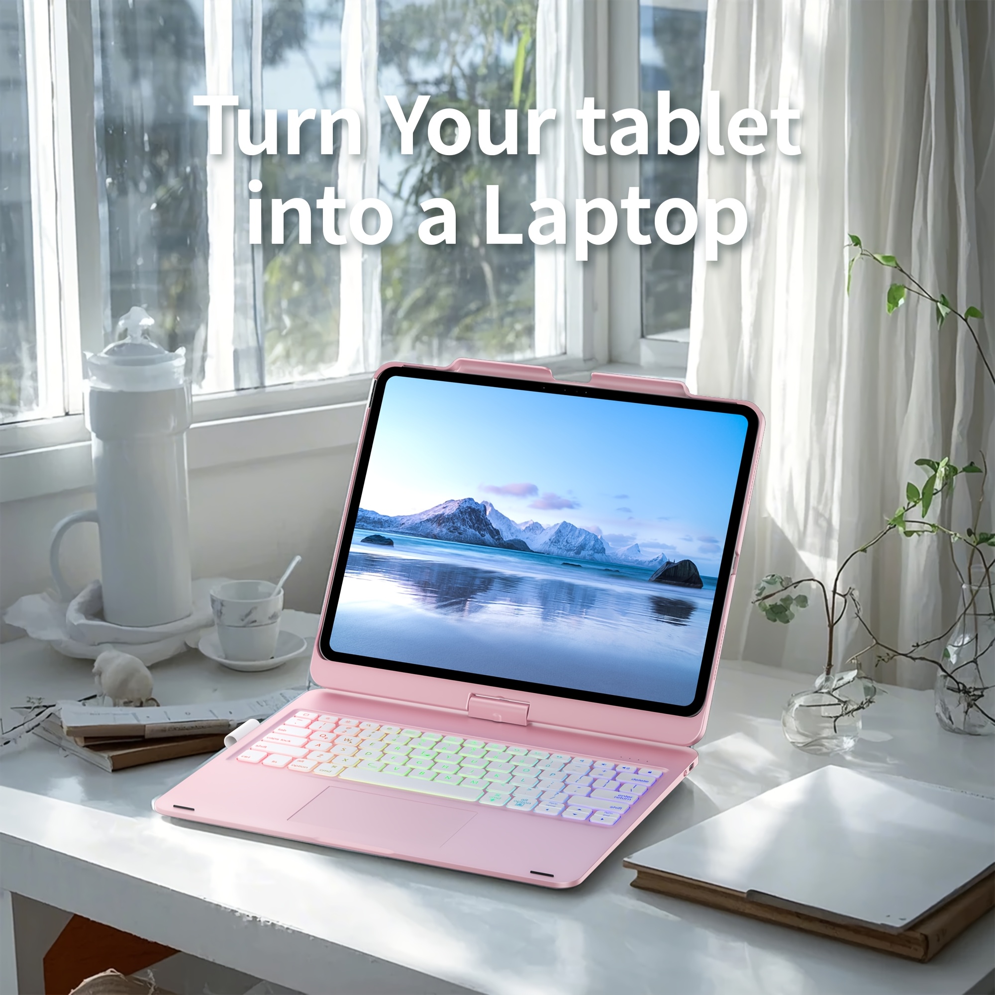 pink 13 keyboard case backlit multi touchpad 360 Temu