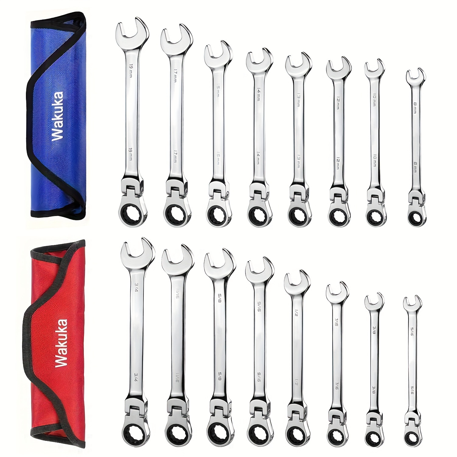 

8pcs Pmmj Flexible Ratchet Wrench Set, Adjustable Semi-automatic Steel Combination Set, 72 Teeth, With Portable Cloth Pouch, For No Required