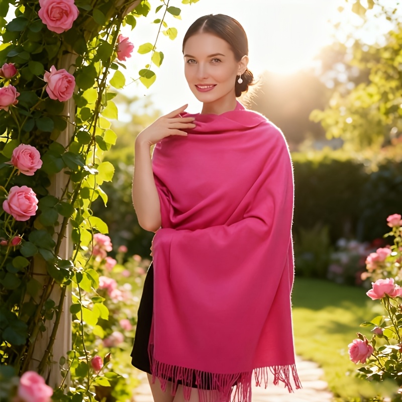 TEMU 1 Solid-color Windproof Shawl, A Stylish Unisex Lightweight Scarf, Suitable For Air-conditioned Rooms, And An Oversized Scarf For Winter And