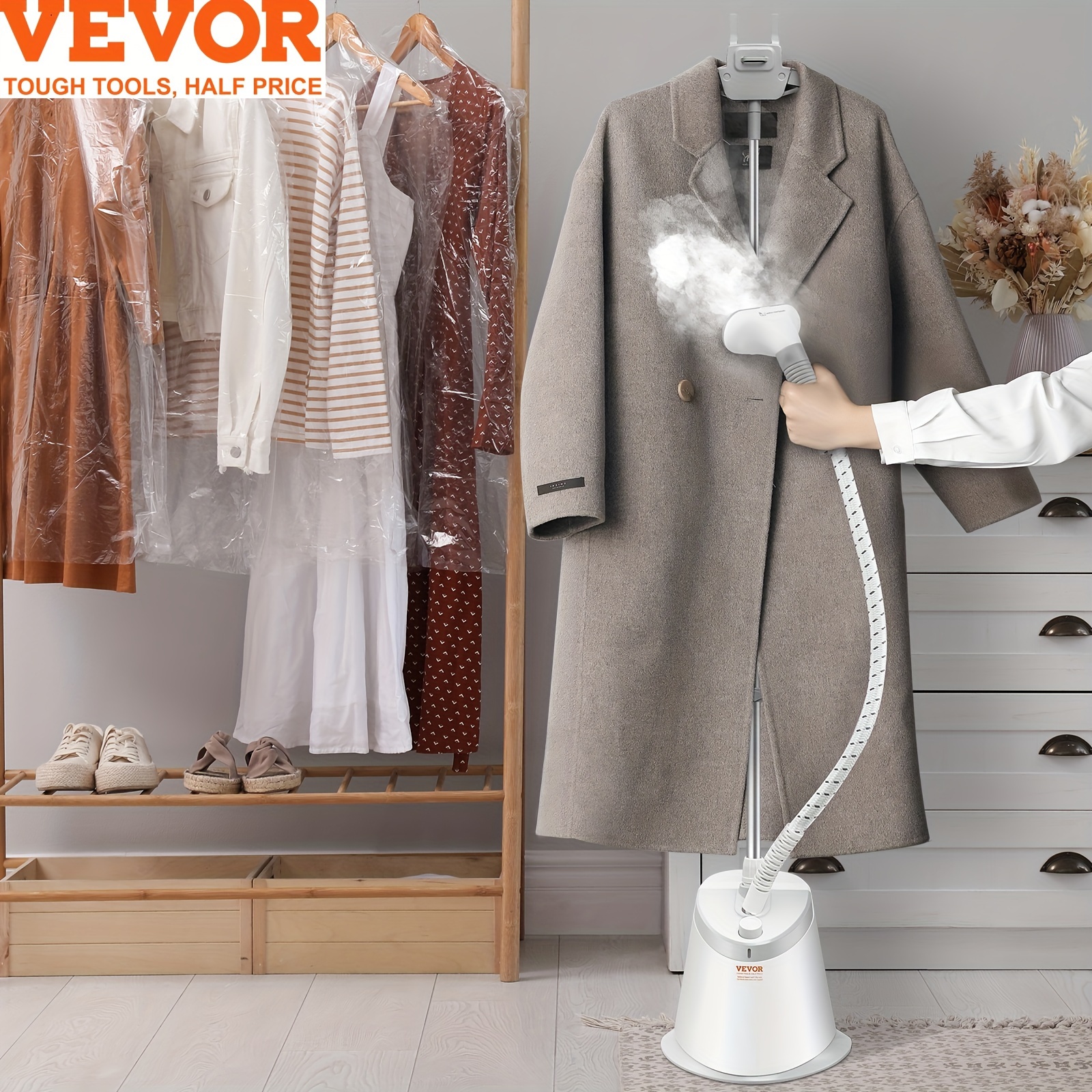 

Vevor Standing Garment , 0.5gallon Tank For Steaming, In 45 & Aluminum Rod And