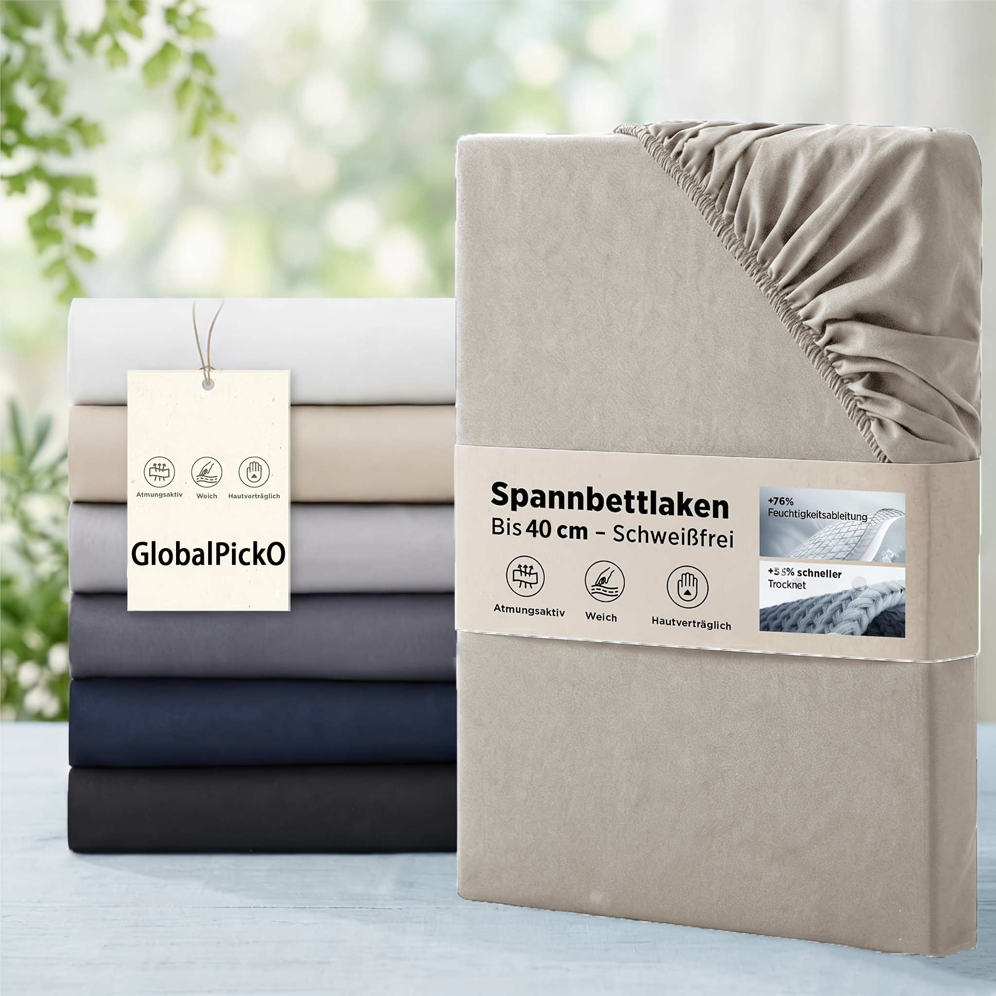 Extra Deep Fitted Sheet, Sheet - Up To 40cm, Summer Fitted Sheets With Elastic, For Box Spring Beds And Thick Mattresses, Breathable And Quick-drying