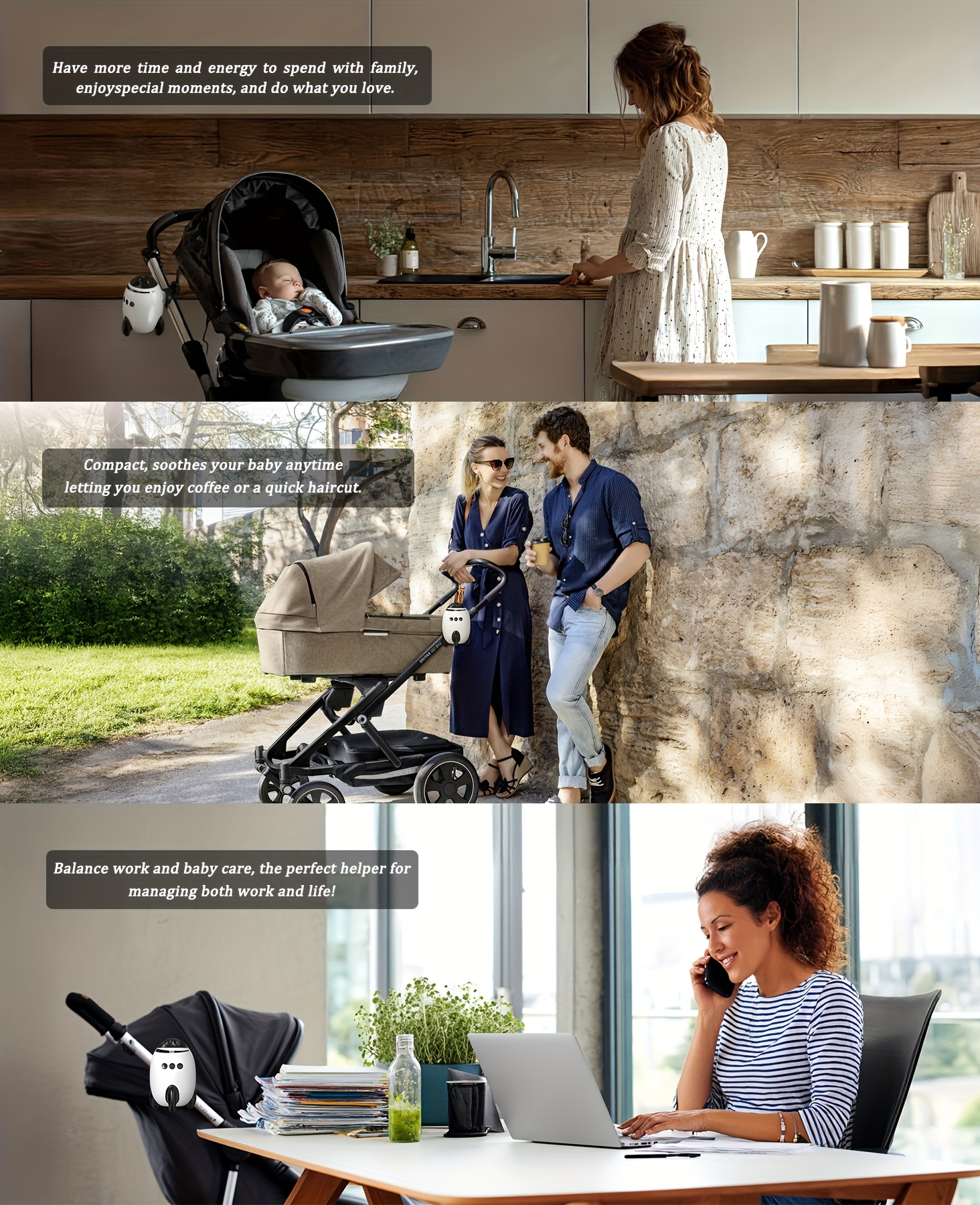 Baby Rocker, Baby Vibrating Soother Gently Rocks Any Stroller or Pram, White Noise Sound Machine Baby with 11 Sounds, Adjustable Speed, Baby Newborn Essentials Must Haves Gifts