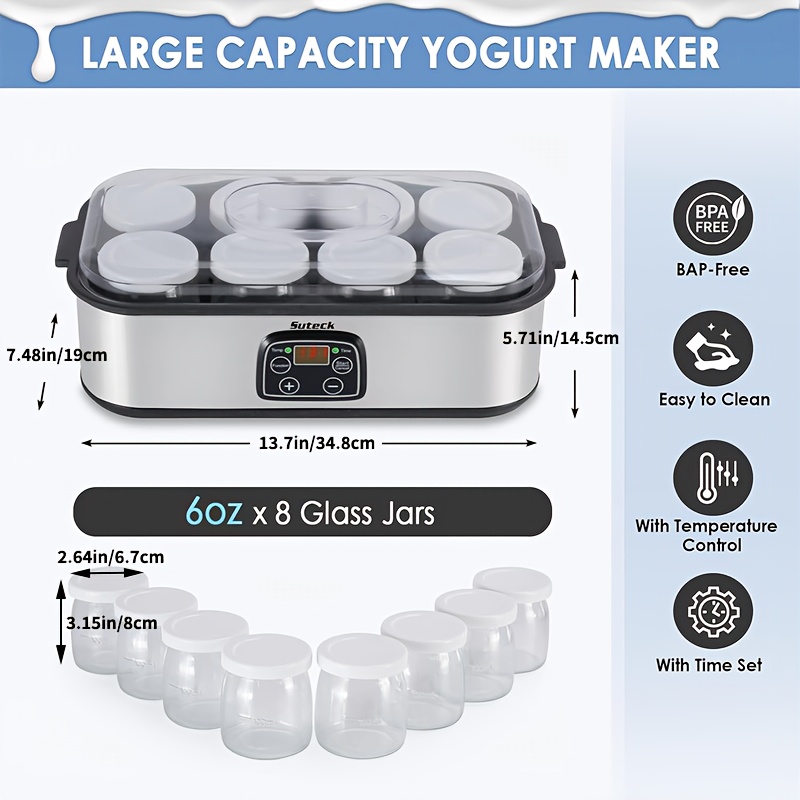 TEMU Probiotic Yogurt Maker With 8 Cups, Yogurt Maker With Temperature Control, 36 Hour Yogurt Maker, 480z Electric Yogurt Maker With Adjustable