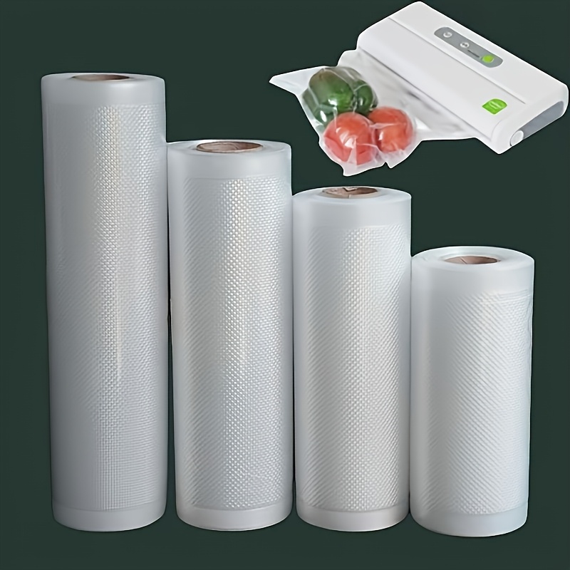 TEMU Lot de 4 rouleaux de sacs sous vide alimentaires de 305 cm, rouleaux d'emballage pour scelleuse sous vide, 4 tailles assorties 15 cm, 20 cm, 25