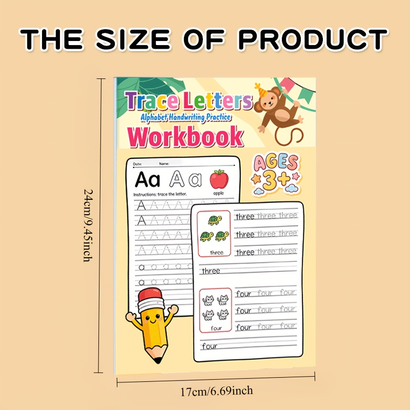 Image of A-z Workbook, 32 Pages With 26 English Letters And Word Practice, English Alphabet And Word Learning, Pen Control Training For Children, Writing Aid For Students