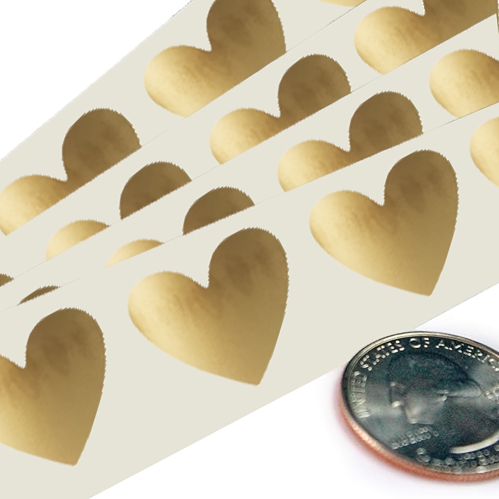 

100pcs, 30*35mm Heart-shaped Stickers, Available In Gold, Silvery, Rose Golden, Diy Game Stickers For Cards, Parties, Coupons, Game Tickets And Wedding Gifts