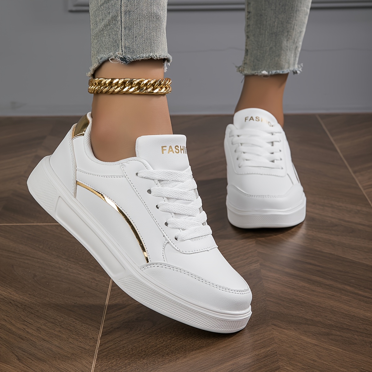 

Women' Color Casual Sneakers, Lace Up Platform Soft Sole Quilted Skate Shoes, Low- Shoes