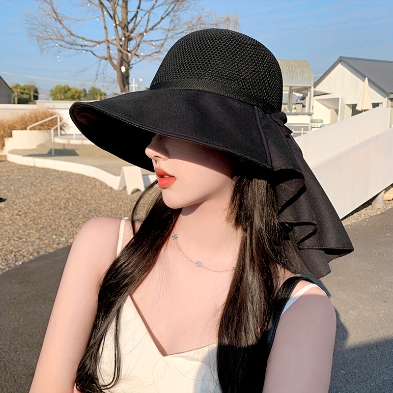 Summer Straw Hat Bow Decorative Lightweight Foldable Uv - Temu