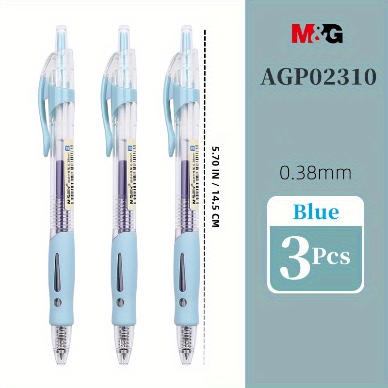 Image of Gel Pen 3pc,m&g 0.38mm Black/red/blue Pre,,student Water Pen Signature Pen Office Pre,,with Matching Refill