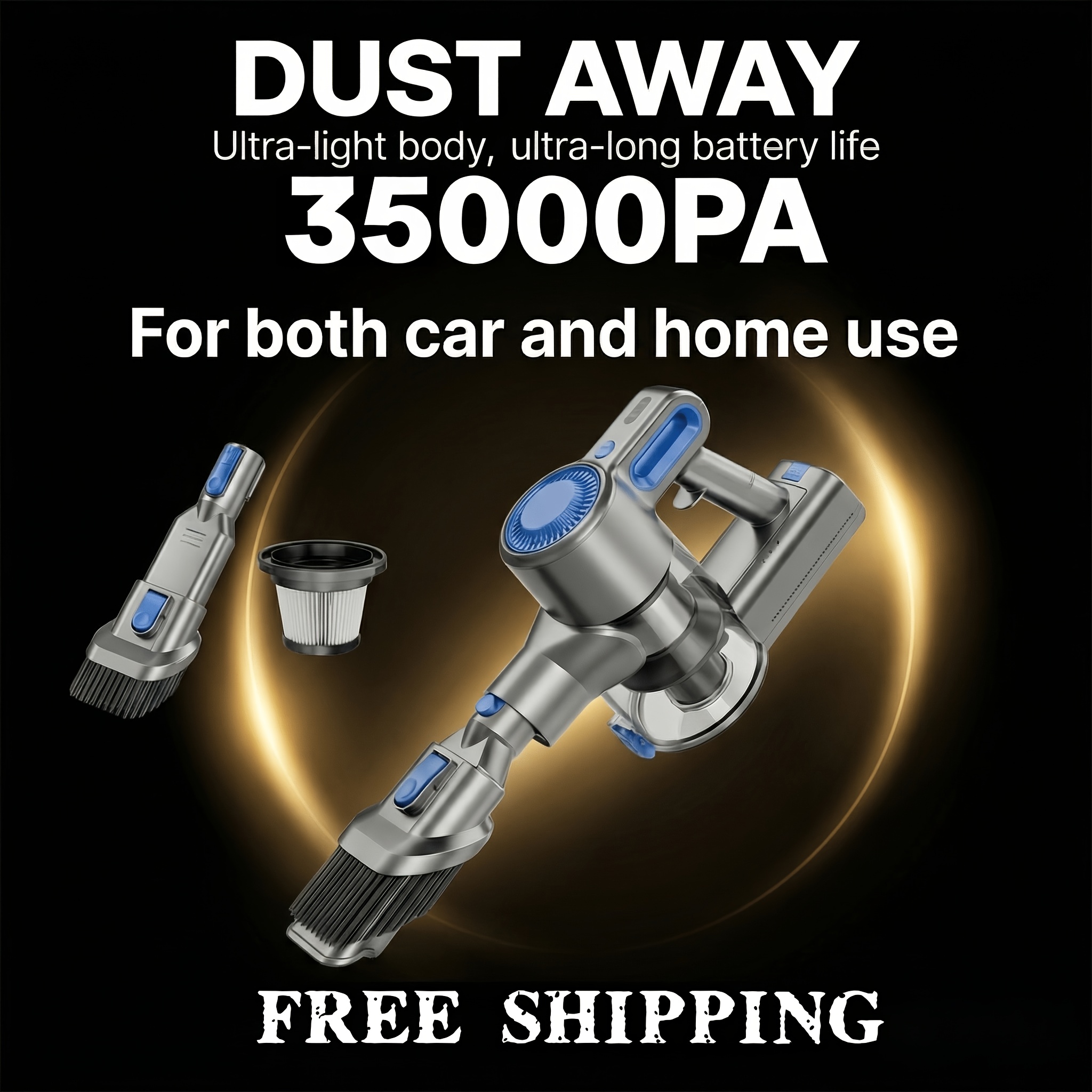 Image of 2026 Cordless Handheld Vacuum Cleaner 35kpa , Lithium Battery, Extended , For Car Interior And Home Use