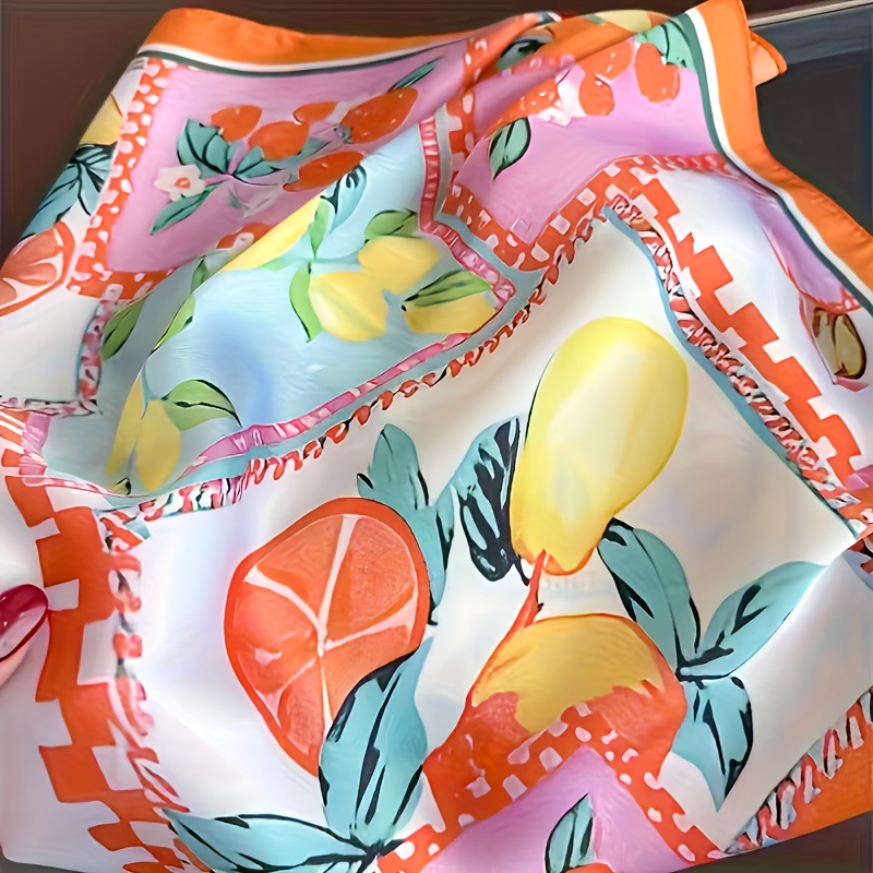 Women's Vibrant Fruit Pattern Square Scarf