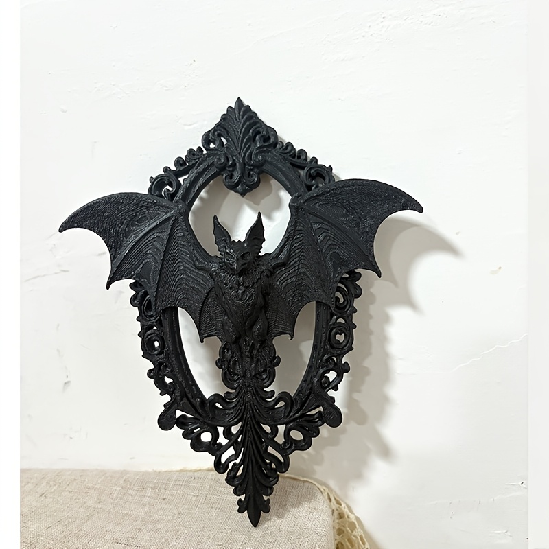 TEMU Retro Bat Wall Decor - 3d Relief Gothic Hanging Panel Suitable For Home, & Party Decoration, Plastic Bat-themed Design For Gifts, Themed Room