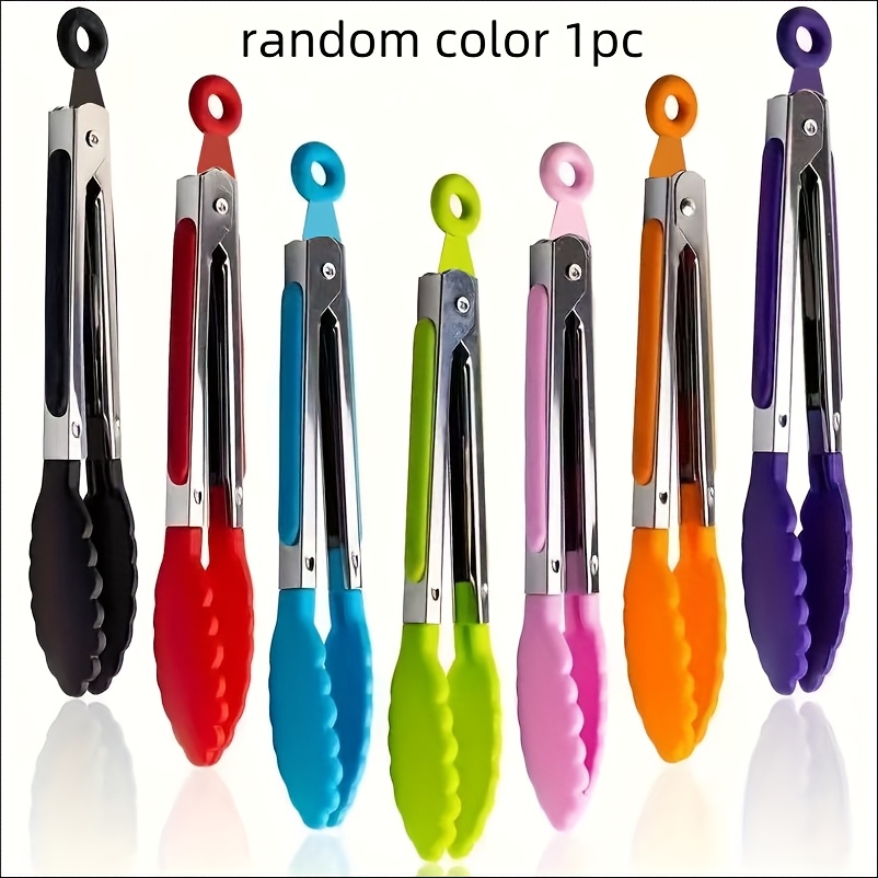 Image of 1pc Rated Food Tongs Featuring A Heat-resistant Handle - Convenient And Portable For Barbecues, Steaks, Buffets, And Outdoor Cooking. Suitable For Christmas, Thanksgiving, Halloween Random Color