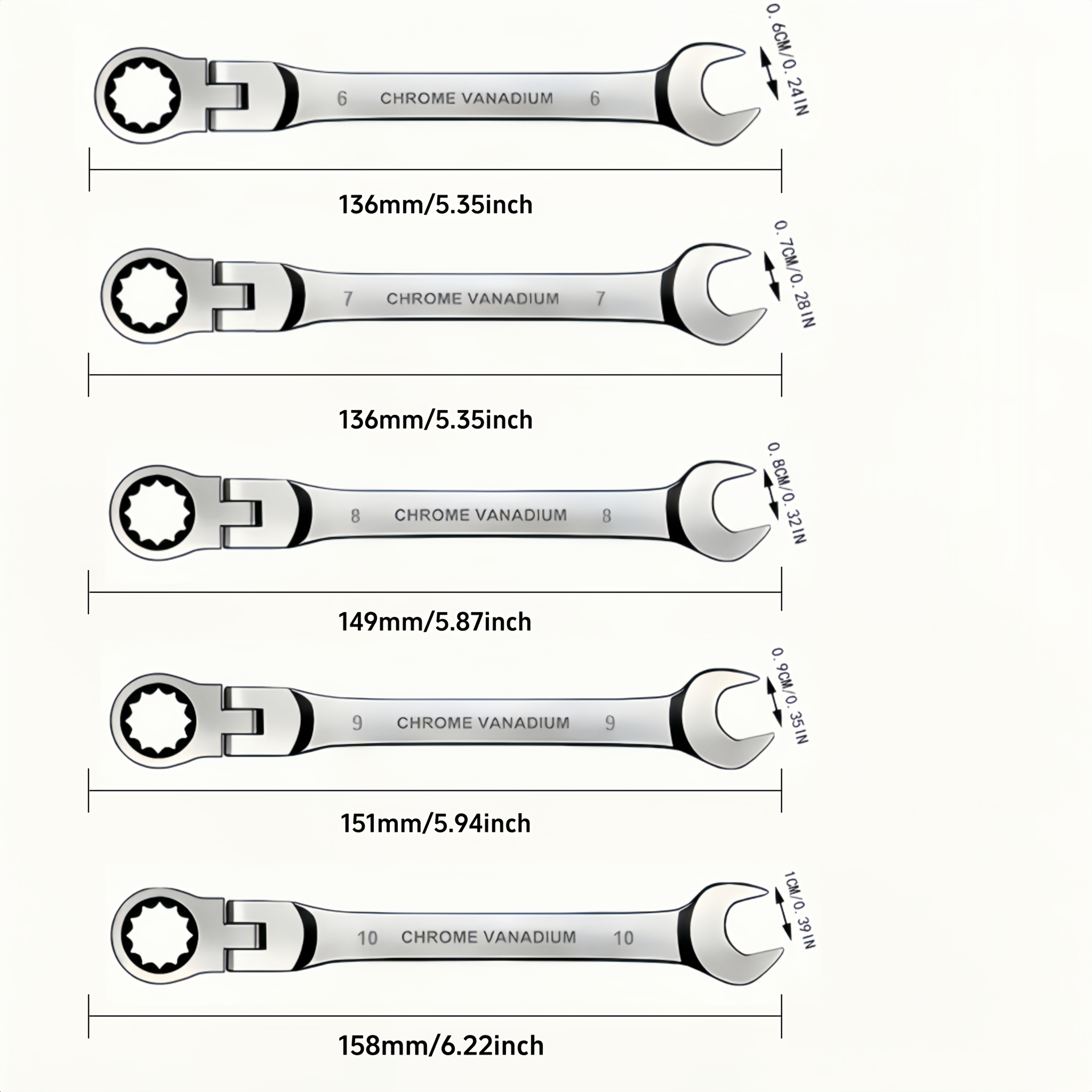 TEMU A 5pcs Adjustable Ratchet Wrench Set, Affordable And Multifunctional, Made Of Metal, Suitable For Cars, Projects, And Home Repairs, Featuring A -one Wrench