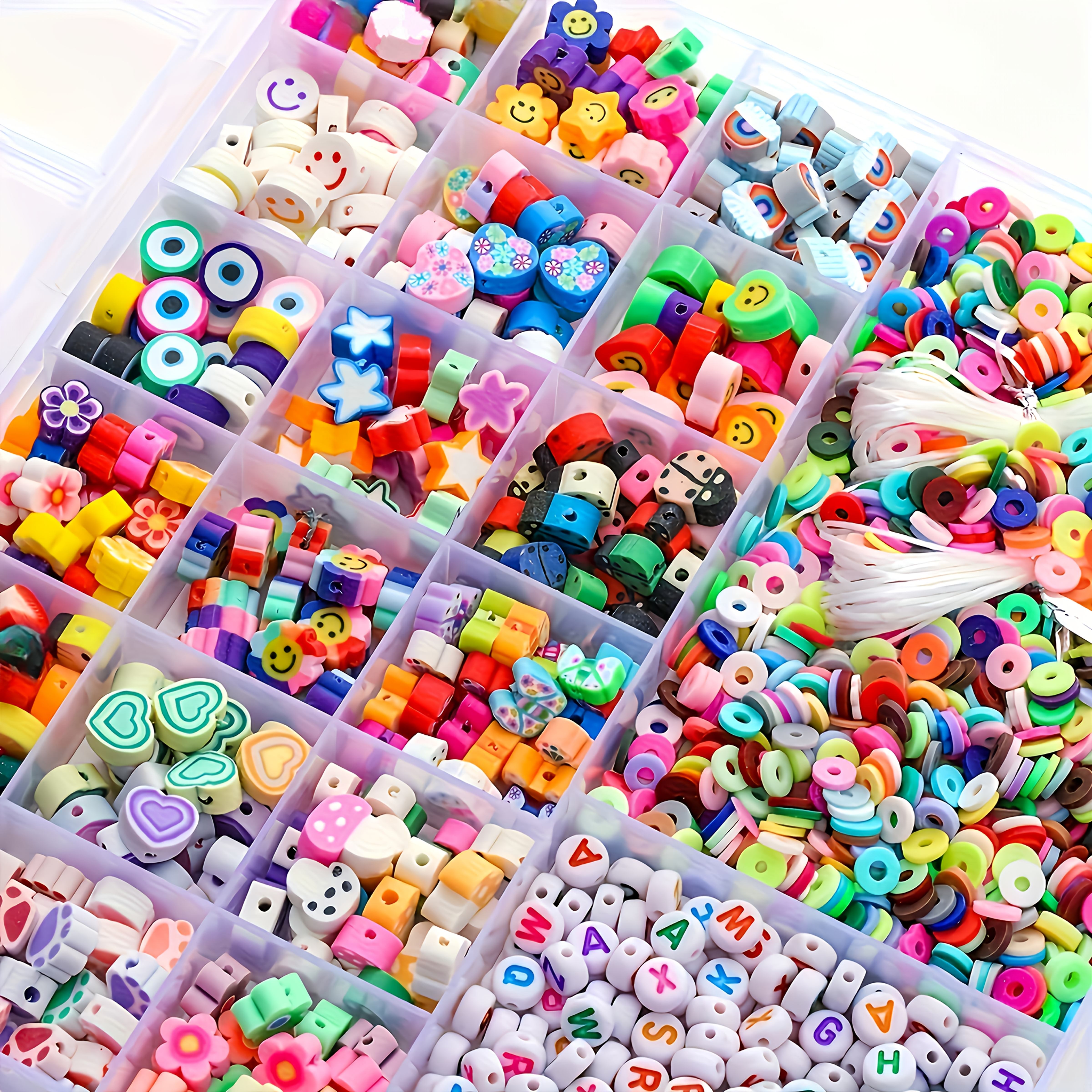 TEMU 2000pcs In A Box Bracelet Making Kit Friendship Clay Beads Jewelry And Bracelet Making Kit Charm Bracelet Making Kit With Letter Beads Set