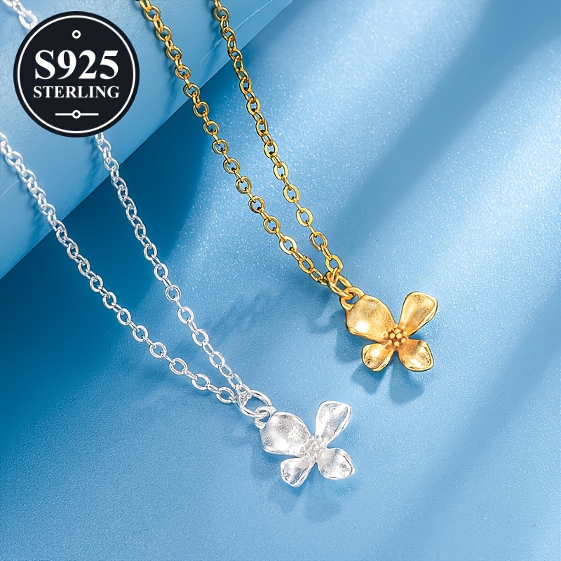 Women's 925 Sterling Silver Gardenia Flower Pendant Necklace