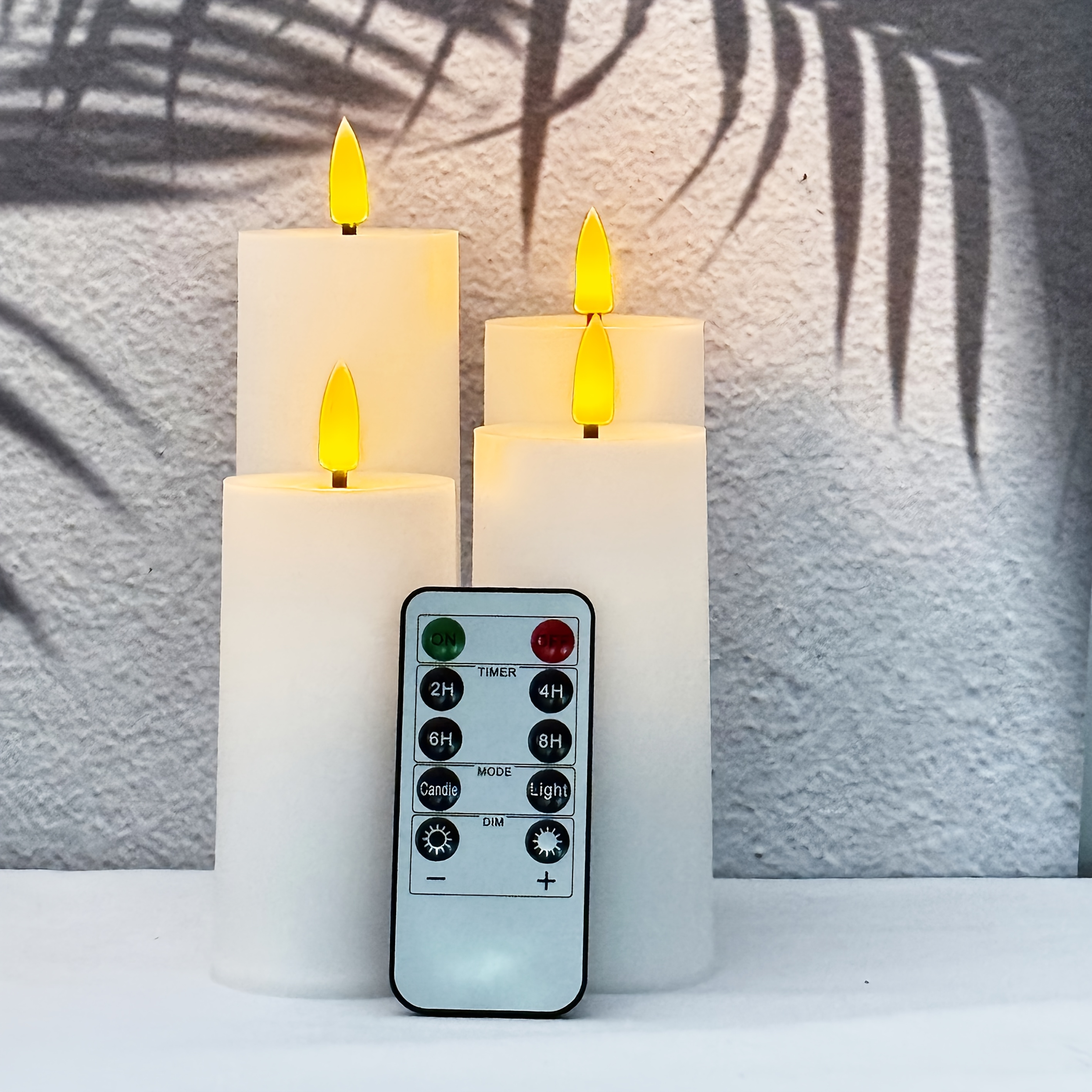 Image of With Remote, Led Flameless Column Candles, Christmas 4pcs Flickering Flameless Candles, Realistic -powered Candles, Suitable For Holiday, Home, Wedding, Party Decoration