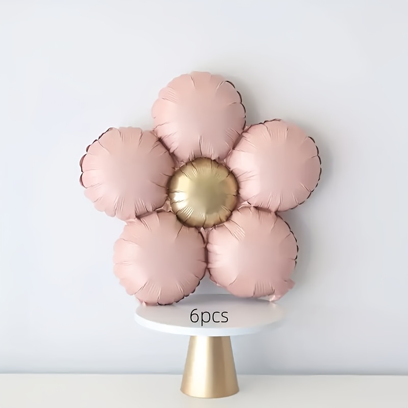 Image of 6pcs Flower-shaped Foil Balloons - , Suitable For Weddings, Birthdays, Anniversaries, And Outdoor Party Decorations, Ideal For Children Over 14 Years Old, Photography Props/ Photos