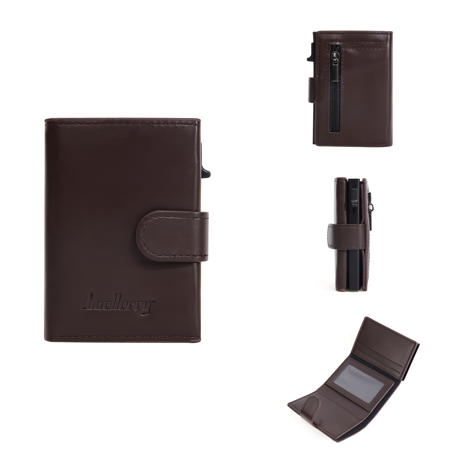 TEMU Baellerry Men's Rfid Blocking Anti-theft Wallet With Pop-up Card Holder & Large Bill Compartment - Heavy-duty Card Case Suitable For Travel,