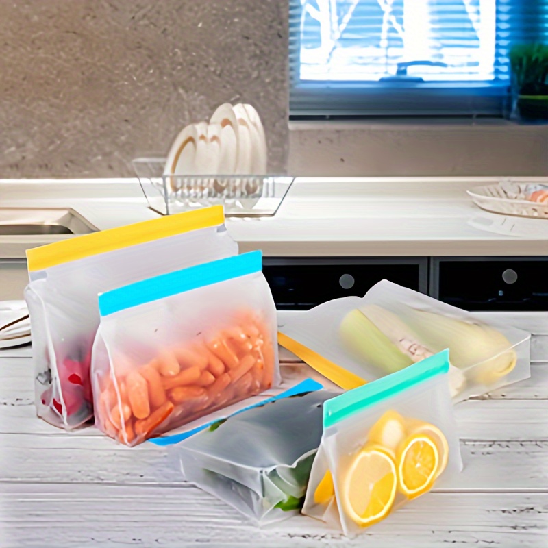 8 10pcs reusable storage bags peva reusable food gallon bags leak proof vertical reusable freezer food storage bags   bisphenol a sandwich bags   bags meal preparation details 1