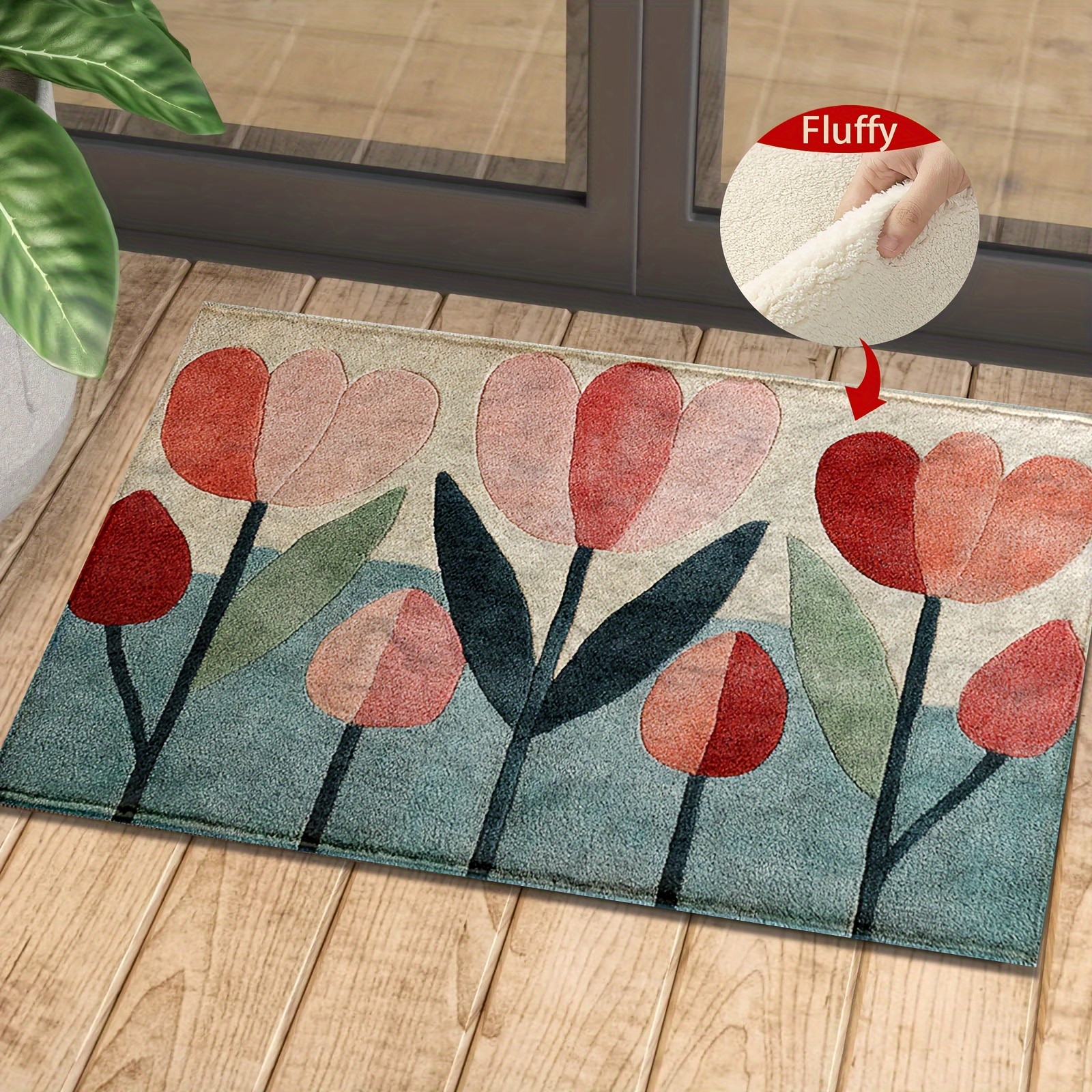 

1pc Pattern Mat, , Fluffy Decor, Bathroom -slip Rug, Mat, -absorbent Stain-, , For Bedroom, Bathroom, Kitchen, Entryway, / Use, Washable, , Rectangular, Knitted, , Tpr Backing, 1350g/㎡, 0.7cm