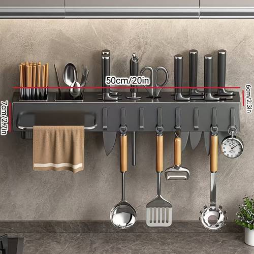 blocks cases holders protectors kitchen organizer rack wall mounted with hooks for knives chopping board utensils powder coated ideal for space storage storage organized kitchen decor powdercoated